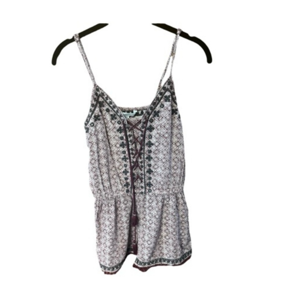 American Eagle‎ Embroidered Lace Up Shorts Romper